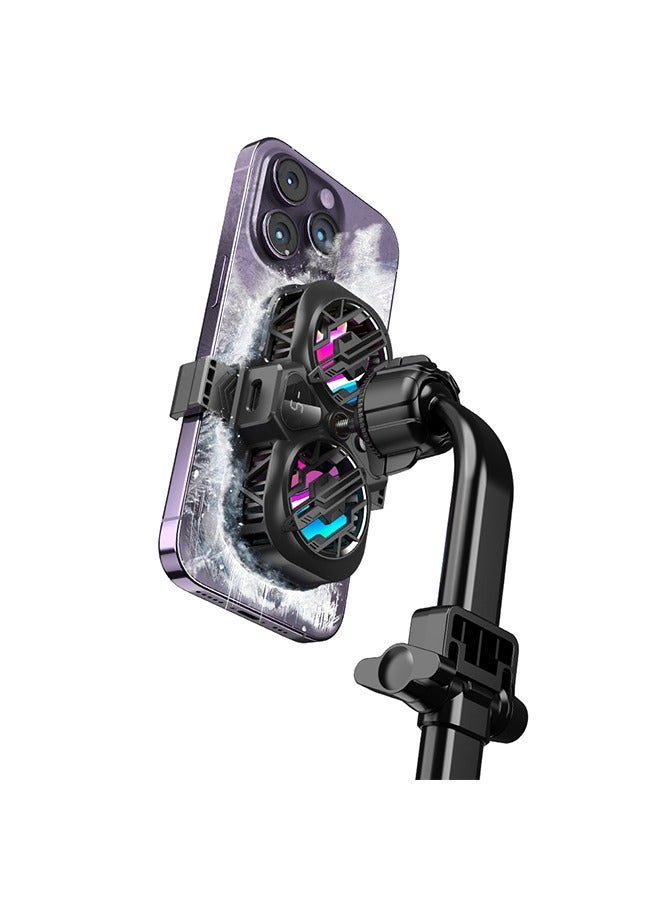 Phone Cooling Fan, RGB Phone Cooler, 3 Level Temperature Control Adjustable for Live Streaming, Outdoor Vlog, Mobile Gaming - Image 1