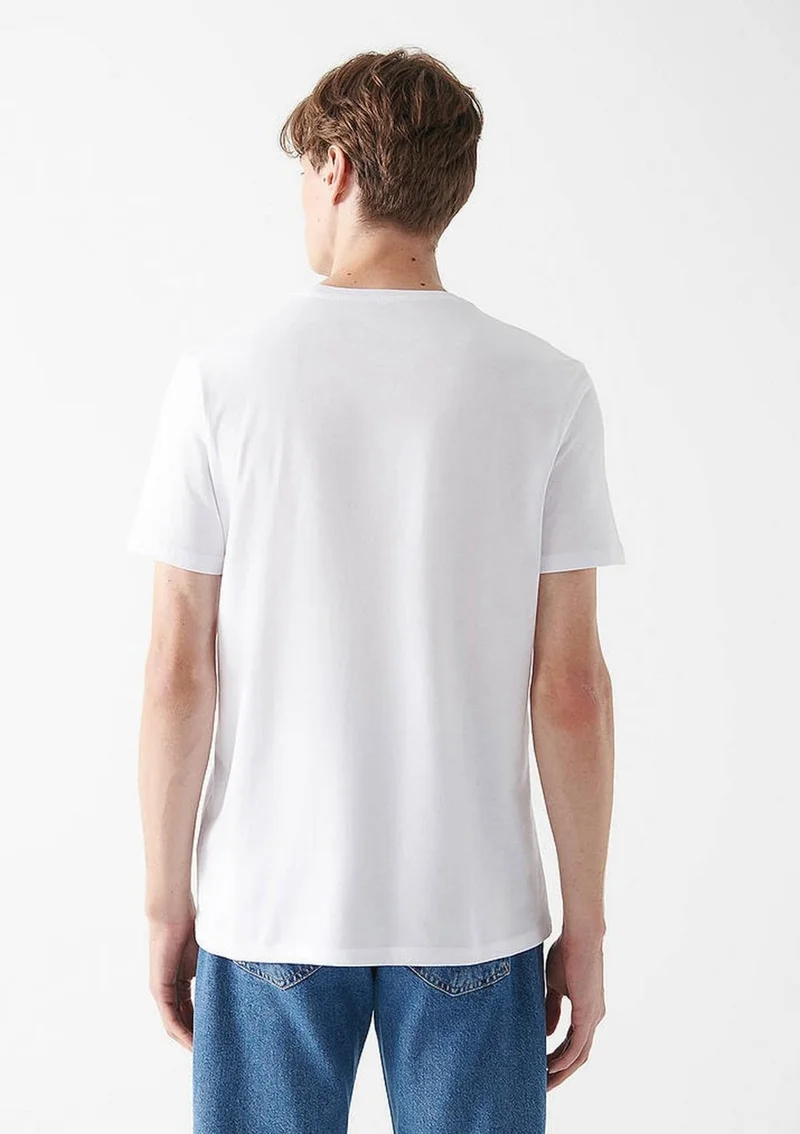 MAVI Blue Men's Meow Printed White T-Shirt 067153-620