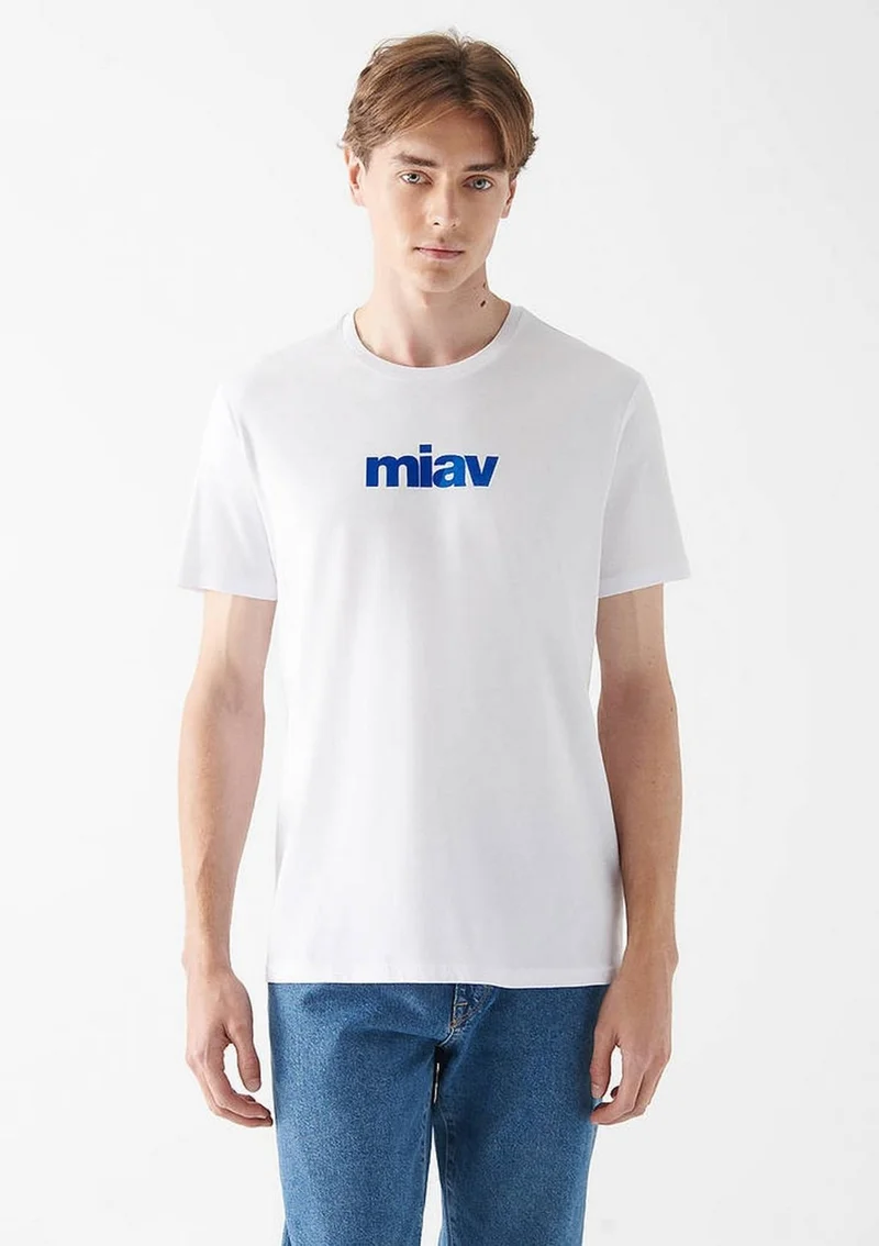 MAVI Blue Men's Meow Printed White T-Shirt 067153-620