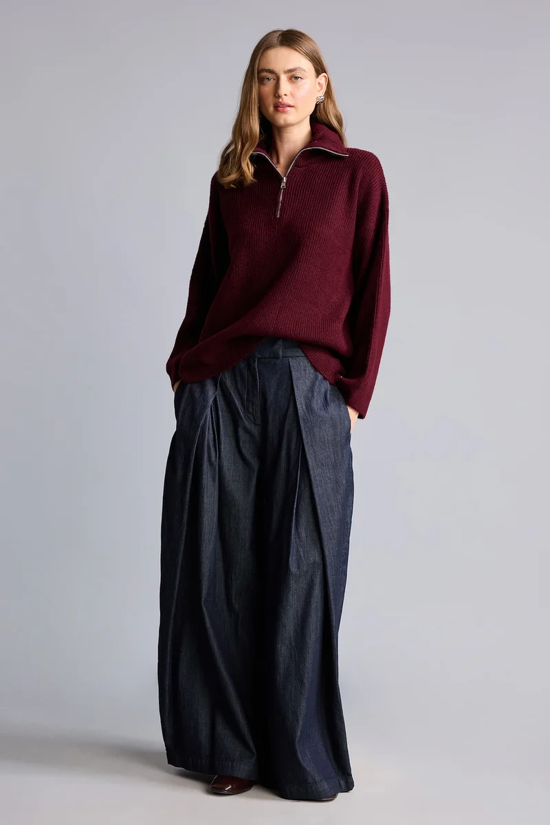 ديفاكتو Oversize Fit Polo Collar Pullover
