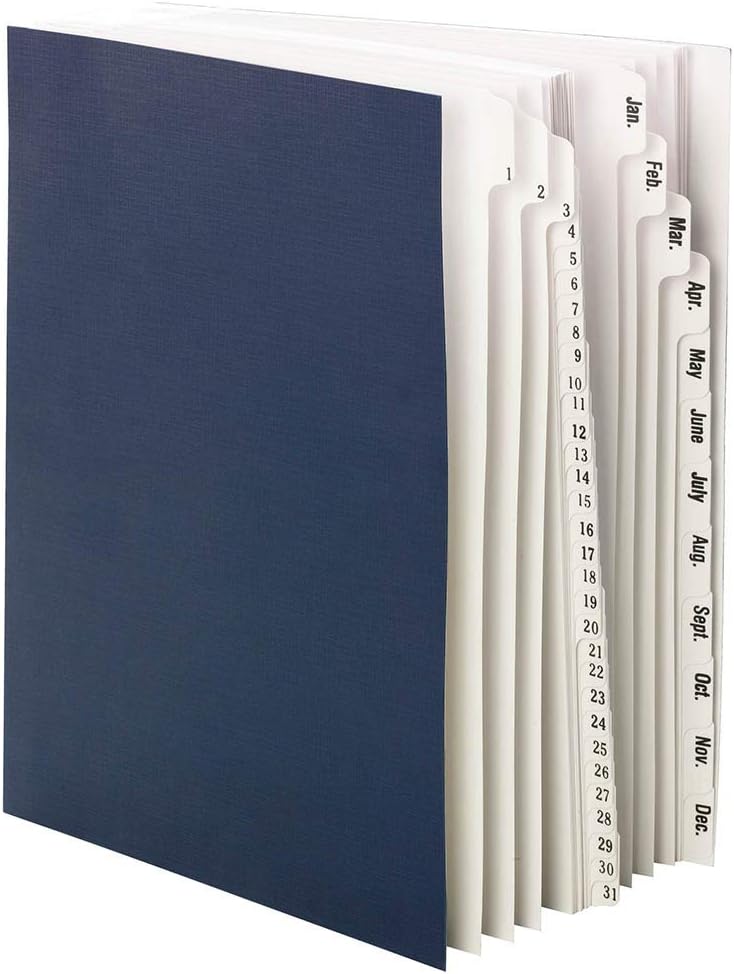 Smead Daily and Monthly Desk File/Sorter with 43 Dividers, Letter Size, Dark Blue - Image 1