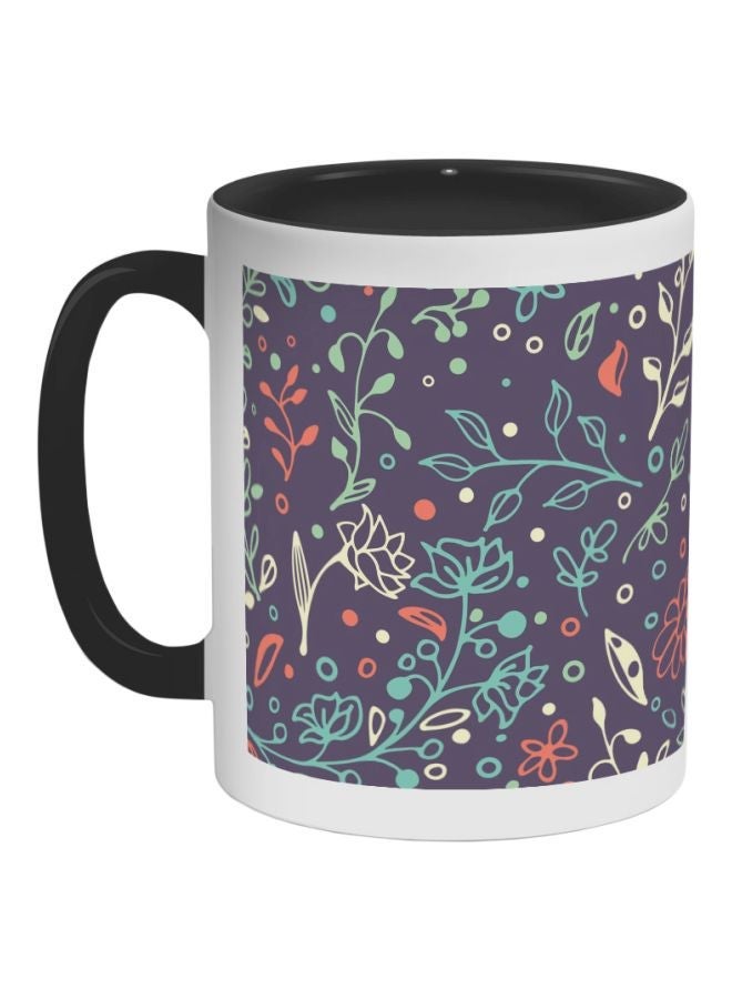RYN Decorative Tree Paper Printed Coffee Mug Black/White/Purple 325ml