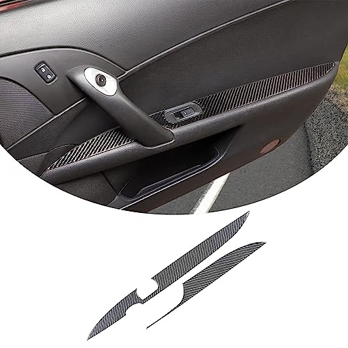 PIUGILH Real Carbon Fiber Interior Door Armrest Panel Trim Cover Left Right Side Front Door Handle Decor Sticker Window Switch Armrest Panel Compatible with Corvette C6 Z06 ZR1 20052013 Black - Image 1