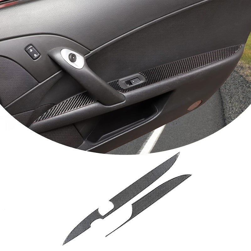 PIUGILH Real Carbon Fiber Interior Door Armrest Panel Trim Cover Left Right Side Front Door Handle Decor Sticker Window Switch Armrest Panel Compatible with Corvette C6 Z06 ZR1 20052013 Black - Image 2