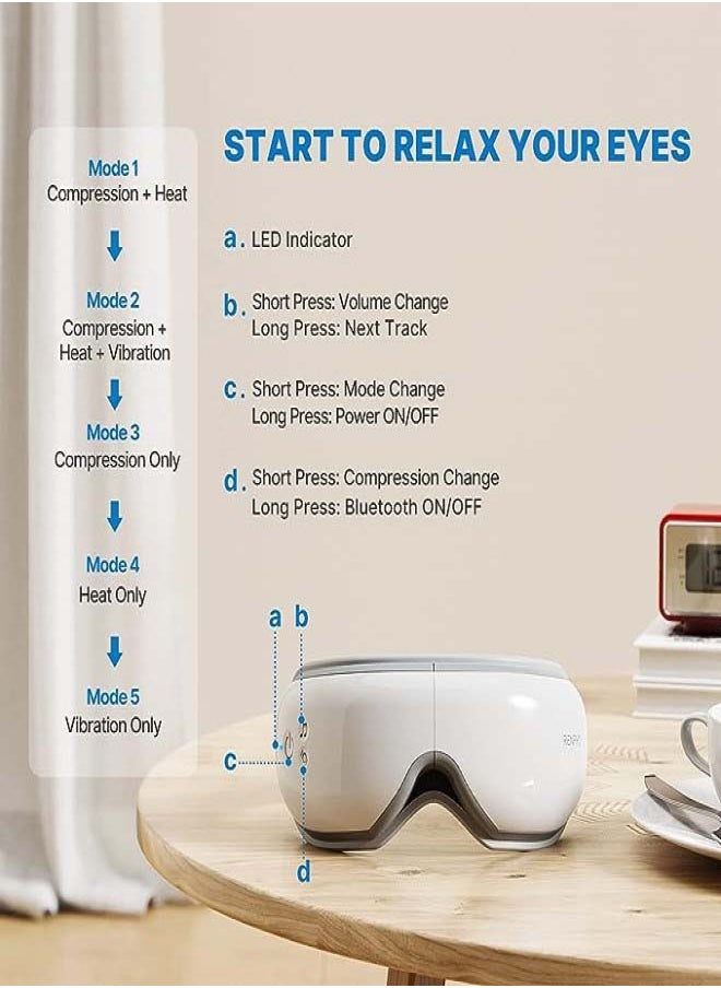 Bodycare Eye Massager With Heat, Air Compression Bluetooth Music Rechargeable Eye Therapy Massager For Relieve Eye Strain Dark Circles Eye Bags Dry Eye Improve Sleep  - Image 3
