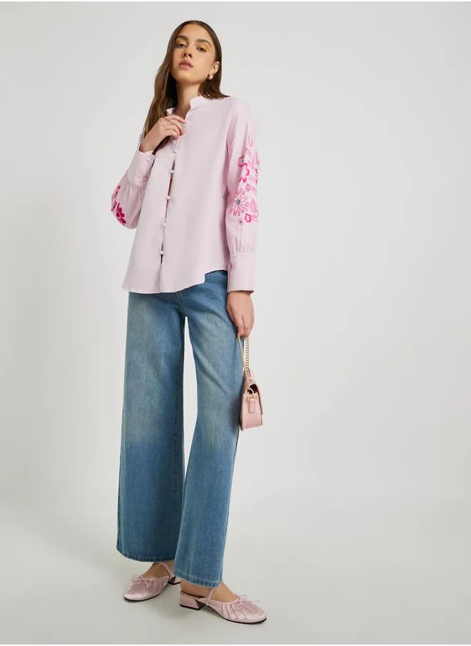 تايك تو Take Two Floral Print Buttoned Oversized Shirt