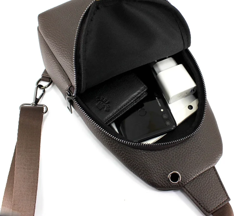 ديرسي كلوب Brown Crossbody Bag Chest Bag Double Handle Shoulder Strap Bodybag Bag with Headphone Outlet