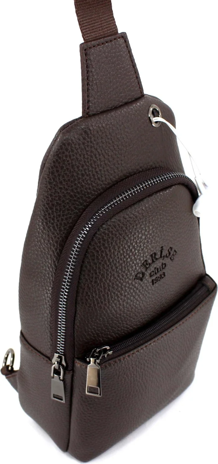 ديرسي كلوب Brown Crossbody Bag Chest Bag Double Handle Shoulder Strap Bodybag Bag with Headphone Outlet