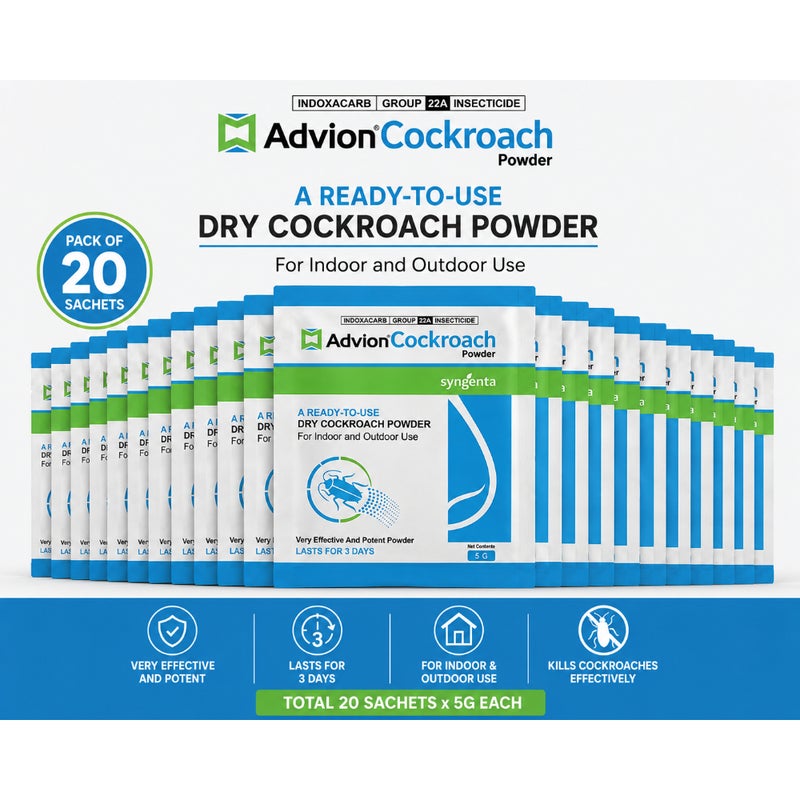 Advion Cockroach Powder 5g – Ready-to-Use Dry Cockroach Killer for Indoor & Outdoor Use (20 Sachets)