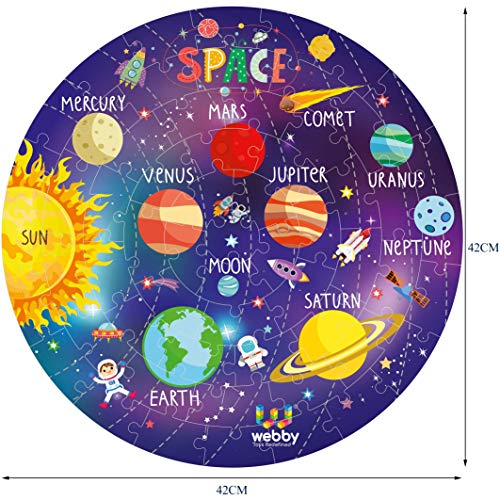 Webby Amazing Outer Space Solar System 60 Pieces Jigsaw Floor Puzzle with 4 Double Sided Flashcards (Multicolour) - Image 4