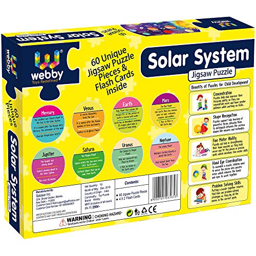 Webby Amazing Outer Space Solar System 60 Pieces Jigsaw Floor Puzzle with 4 Double Sided Flashcards (Multicolour) - Image 5