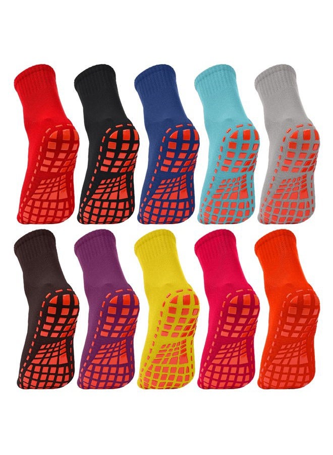 NOVAYARD Non Slip Socks Colorful Non Skid Grip Socks Yoga Pilates Hospital Socks Women 10 Pairs, Multi Color, L - Image 1