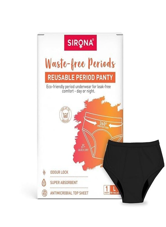 Sirona Reusable Period Panties for Women - Large (Pack of 1) | Leak Proof Protection for Periods | Soft & Breathable | Wash Upto 60 Times Black - Image 1