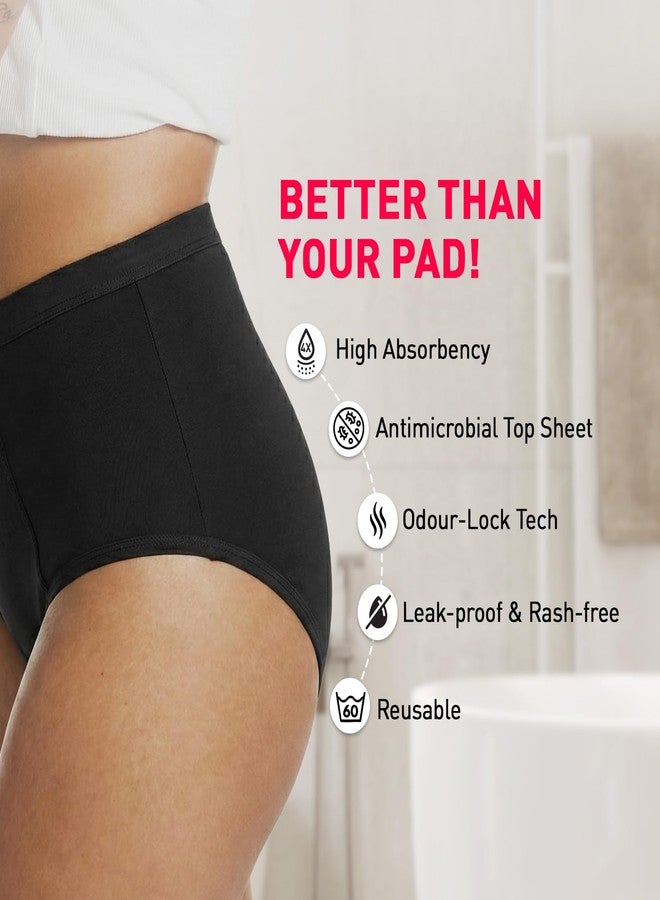 Sirona Reusable Period Panties for Women - Large (Pack of 1) | Leak Proof Protection for Periods | Soft & Breathable | Wash Upto 60 Times Black - Image 3