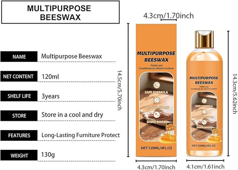 تلميع شمع أرضيات الخشب الطبيعي 120 مل آمن اللمعان للأخشاب الصلبة والأثاث الرقائقي - Image 3