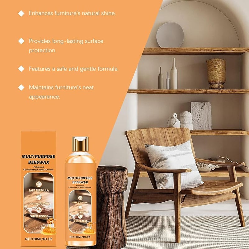 تلميع شمع أرضيات الخشب الطبيعي 120 مل آمن اللمعان للأخشاب الصلبة والأثاث الرقائقي - Image 4
