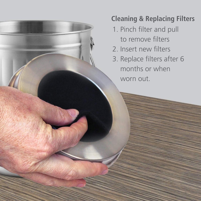 BRENSTEN 12 Pieces Activated Carbon Compost Bin Filters - 6.7 Inch Extra Thick Indoor Compost Bucket Filter Activated Charcoal Countertop Replacement Bin Filters, Round - Image 4