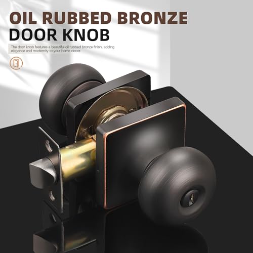 GOBEKOR 5 Pack Oil Rubbed Bronze Privacy Door Knobs Stainless Steel Keyless Interior Door Knob with Lock Bedroom Bathroom Round Door Knob - Image 2