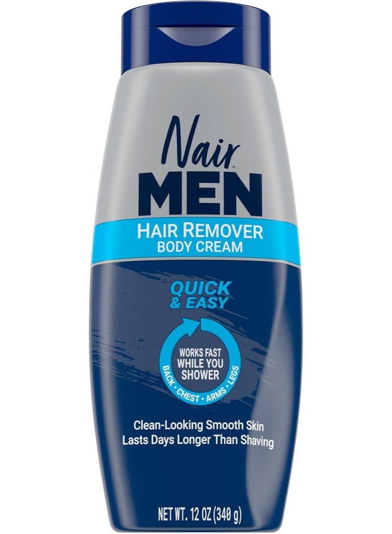 Nair Men Body Cream Hair Remover, Body Hair Removal Cream, 12 oz - Image 1