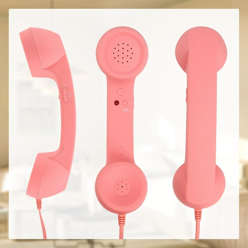 BTFO Retro Phone Handset for iPhone/Android, Type C Old School Cell Phone Receiver with Microphone & Speaker 90s Style Photos Prop for Mobile Phones (Pink) - Image 3