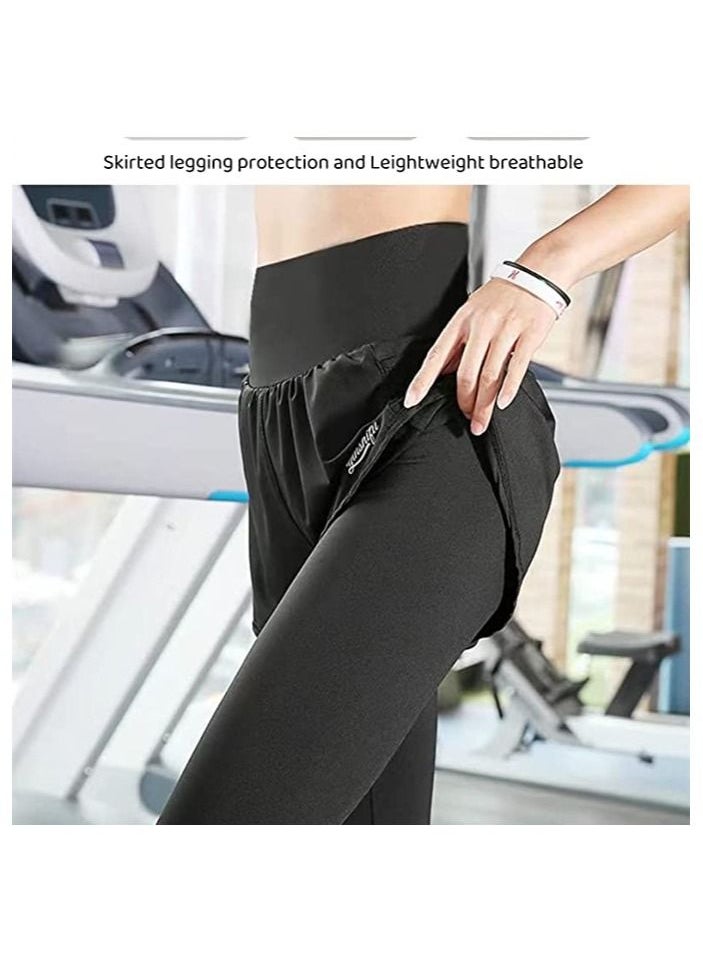 FASHION MANIA - FASHION MANIA High Waist Skirted Legging for Women, Yoga Legging with Skirts &Women Tennis Leggings Clothes Pockets - Image 1