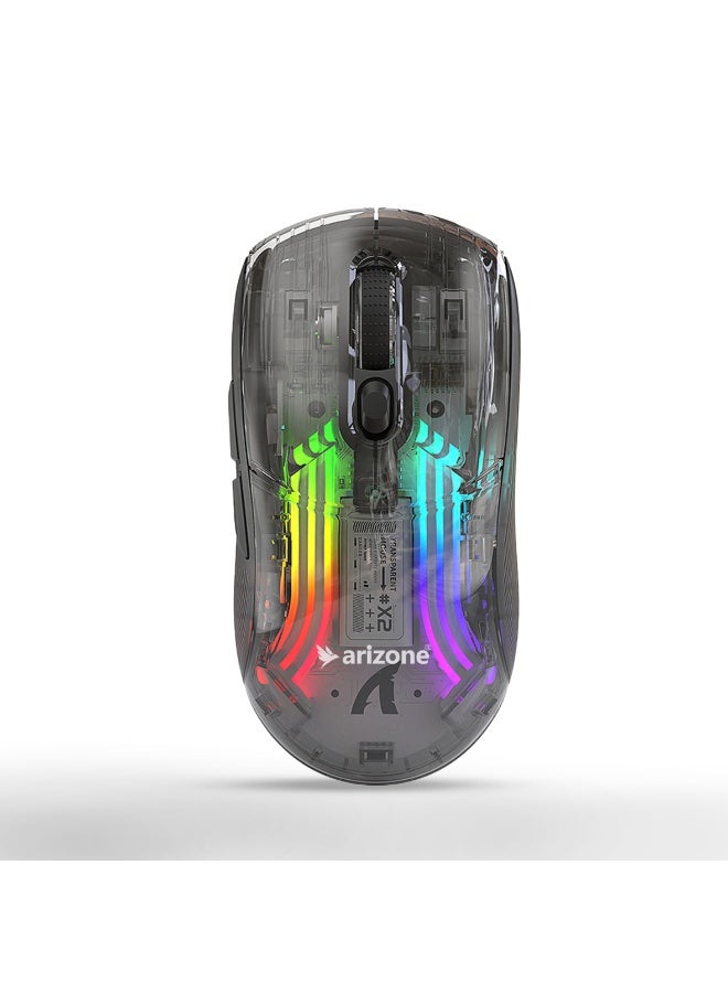 Arizone AM-09 Dual Mode Transparent Vertical Wireless Mouse - Ergonomic RGB Rechargeable Gaming & Office Mouse Multi Color - Image 1