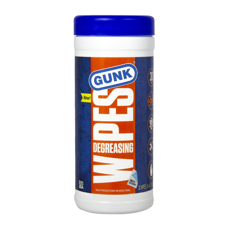GUNK EDW30 Engine Degreasing Wipes 30Count 8 x 12 inch 2Sided Smooth or Scrubby Texture