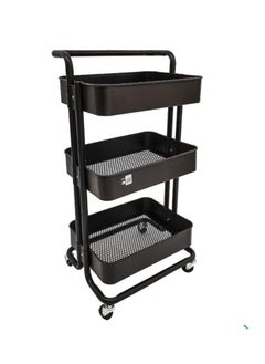 Generic Steel mobile trolley with wheels, 3-tier multi-purpose, brown color  - Image 1
