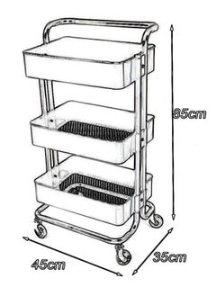Generic Steel mobile trolley with wheels, 3-tier multi-purpose, brown color  - Image 2