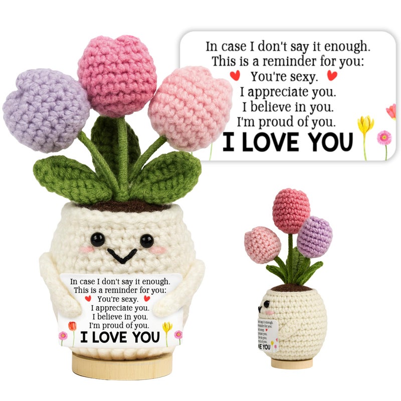 Lucagift Valentines Day Gifts for Her - Wedding Anniversary, Birthday Gifts for Girlfriend Wife - Love Romantic Gift Ideas for Her from Him Husband - 5.51'' x 4.13'' Cute Valentine Crochet Love - Image 1