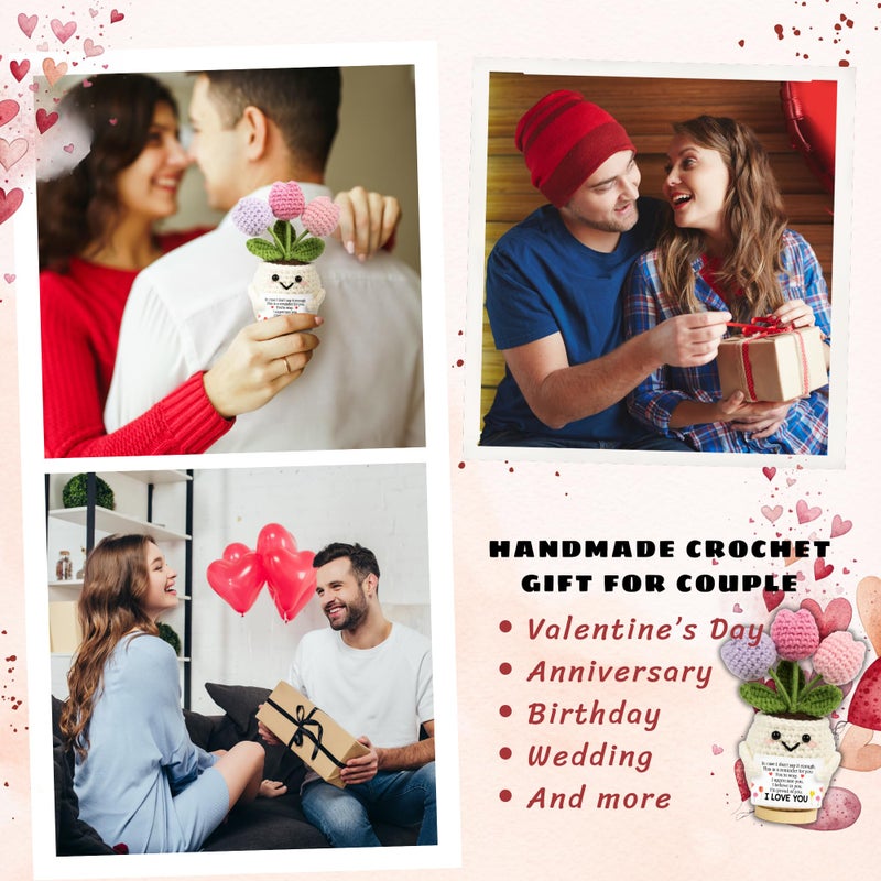 Lucagift Valentines Day Gifts for Her - Wedding Anniversary, Birthday Gifts for Girlfriend Wife - Love Romantic Gift Ideas for Her from Him Husband - 5.51'' x 4.13'' Cute Valentine Crochet Love - Image 3