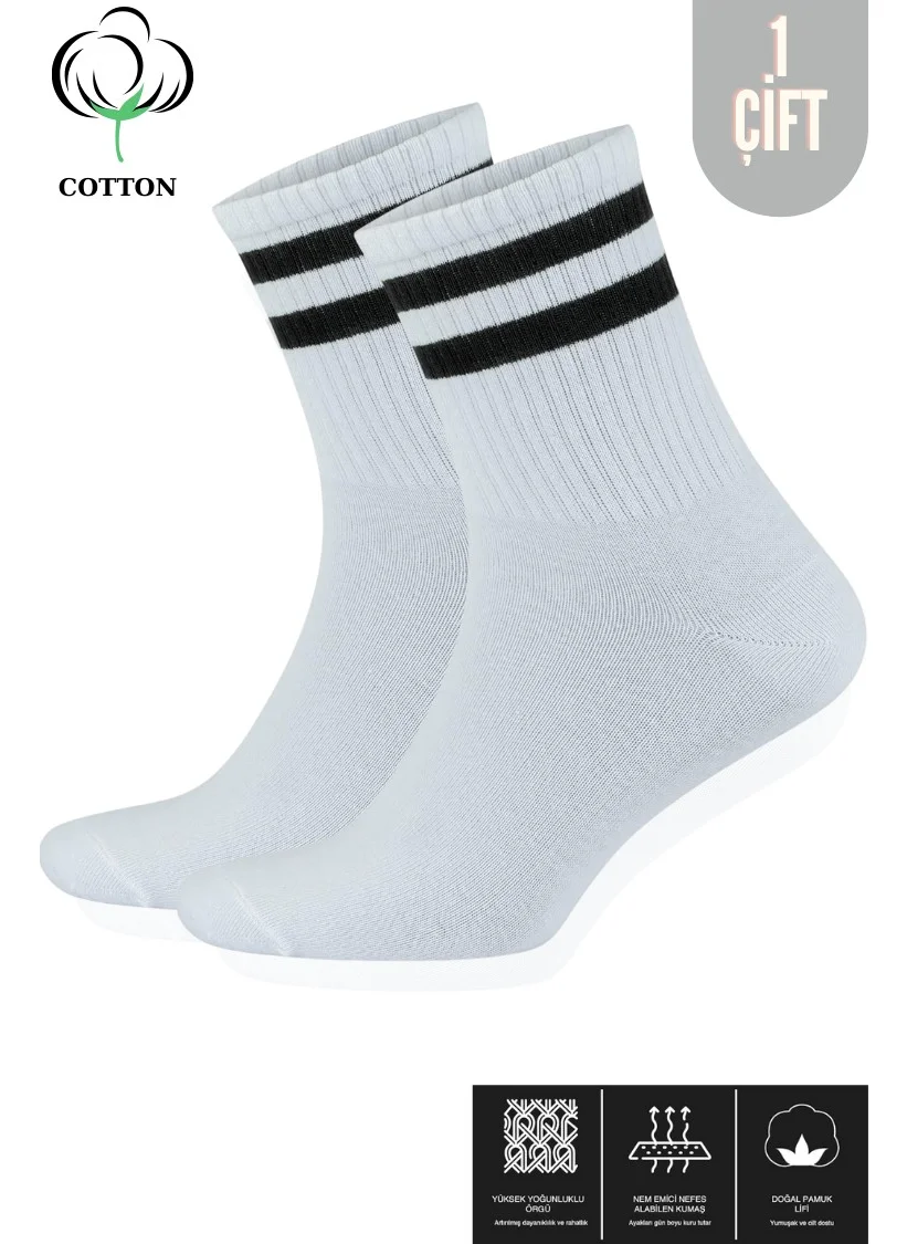 Kral Socks Men's - Women's Striped College Tennis Socks Cotton Anti-Sweat Socks