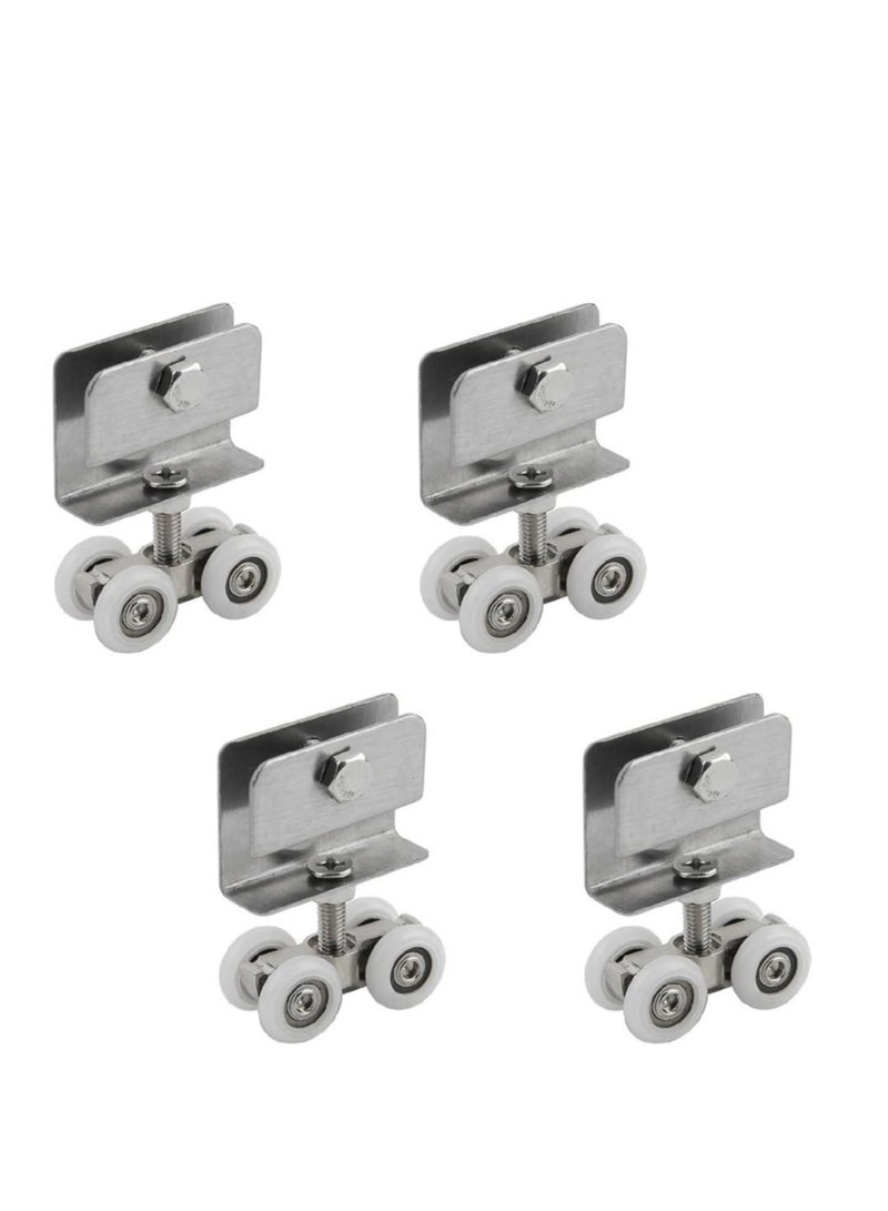 4 Pcs Sliding Shower Door Rollers, Replacement Wheels for 20mm Glass Door Runners, Ideal for Home Bathroom Use - Image 1