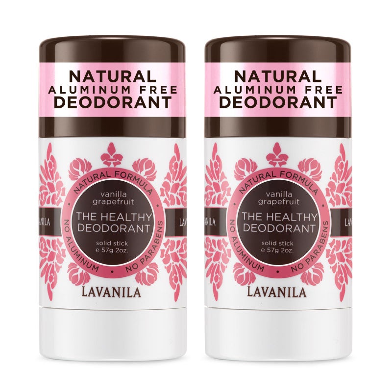 Lavanila Vanilla Grapefruit Deodorant for Women 2Pack 2 Oz Each  Natural Aluminum Free Solid Stick Deodorant Made In USA Vegan