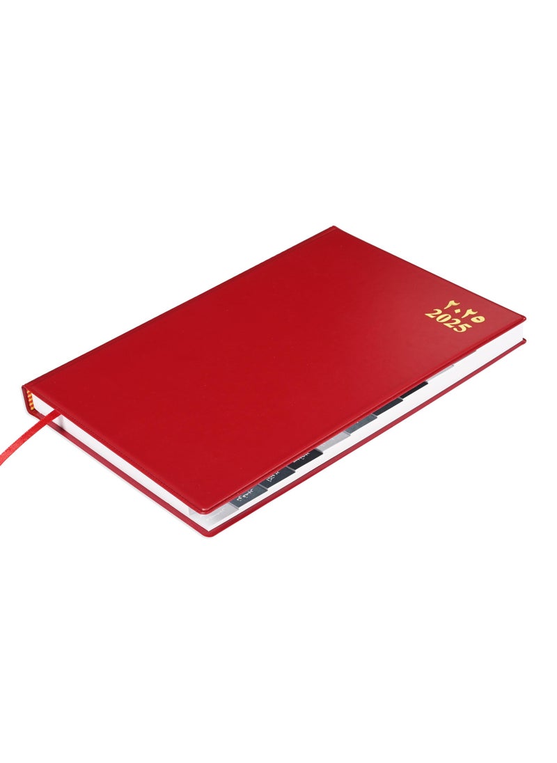 FIS FIS 2025 Agenda Diary Arabic/English Left Side Opening with 12 Months Index, PVC Hard Cover Maroon - FSDI63AEL25MR  - Image 1
