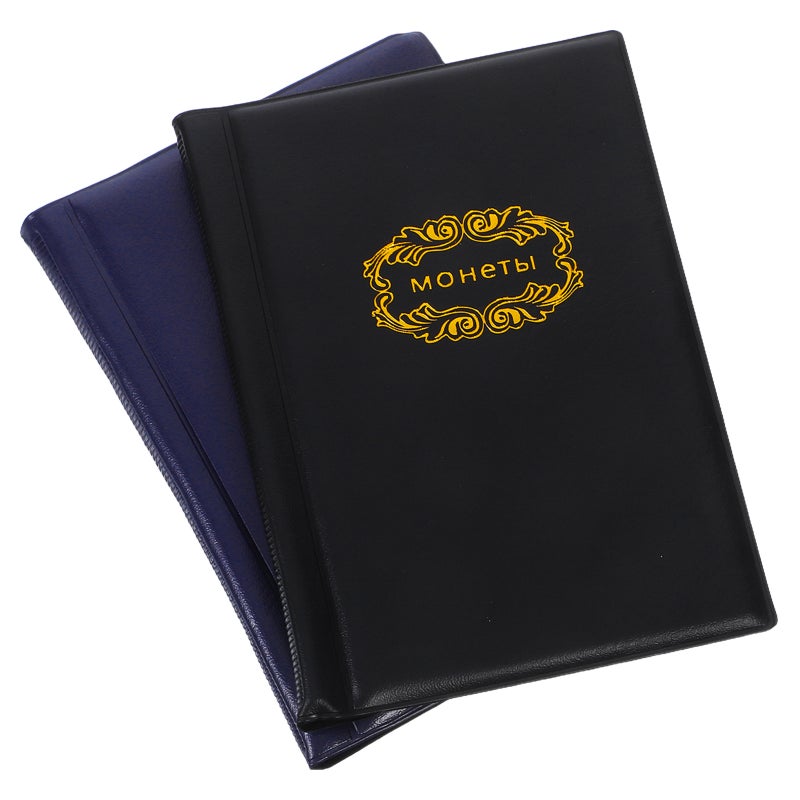 2pcs Storage Album: Specie Collecting Book -PU Cover Transparent 120 Pockets Holder Book Organizer for Collectors - Image 1