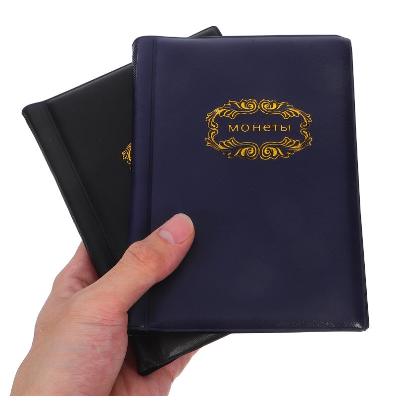 2pcs Storage Album: Specie Collecting Book -PU Cover Transparent 120 Pockets Holder Book Organizer for Collectors - Image 3