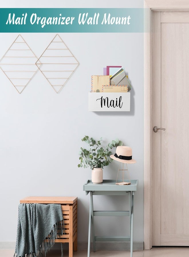 DRASTAR Mail Organizer, Mail Holder with 2 Slots, White Mail Basket for Wall Mount, Wooden Desk Mail Organizer, Envelope Holder for Home Office Decor - Image 5