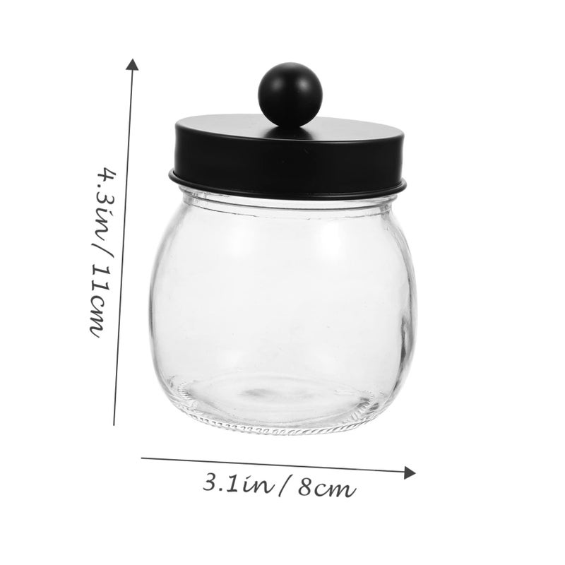 Glass Storage Jars Set of 3 for Cotton Swabs Balls Dental Floss Bathroom Vanity Organizer - Image 3
