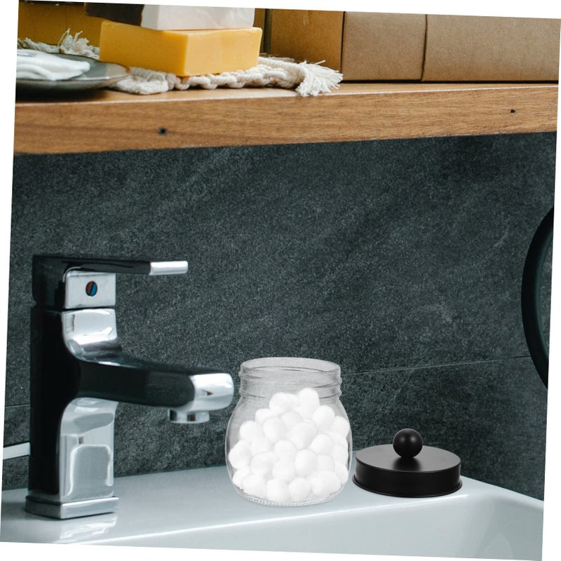 Glass Storage Jars Set of 3 for Cotton Swabs Balls Dental Floss Bathroom Vanity Organizer - Image 5