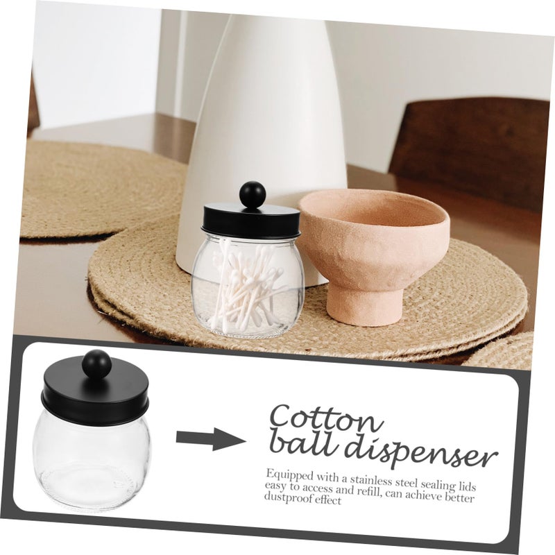 Glass Storage Jars Set of 3 for Cotton Swabs Balls Dental Floss Bathroom Vanity Organizer - Image 4