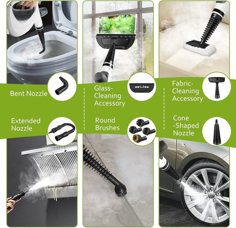 Ankila Pressurized Handheld Multi-Surface Natural Steam Cleaner with 10pcs Accessories, Multi-Purpose Steamer for Home Use, Steamer for Cleaning Floor, Upholstery, Grout and Car - Image 2