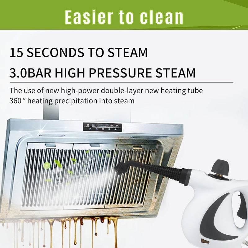 Ankila Pressurized Handheld Multi-Surface Natural Steam Cleaner with 10pcs Accessories, Multi-Purpose Steamer for Home Use, Steamer for Cleaning Floor, Upholstery, Grout and Car - Image 4