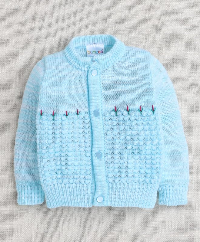 BUMZEE Aqua Baby Boys Full Sleeves Woolen Sweater with Cap & Socks Age - 6-12 Months (Peb10064D-abl) - Image 2