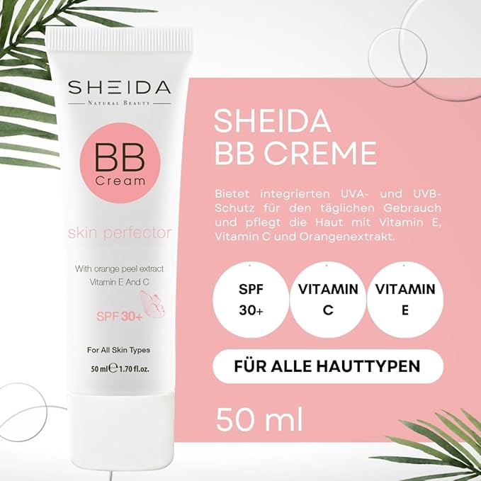 SHEIDA BB Creme Tinted Day Cream with SPF 30 24h Moisture and Skin Optimiser for an Even Complexion Enriched with Vitamin E C Multifunctional Care with Sun Protection Medium One Size - Image 4