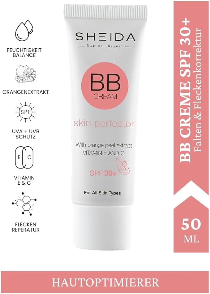 SHEIDA BB Creme Tinted Day Cream with SPF 30 24h Moisture and Skin Optimiser for an Even Complexion Enriched with Vitamin E C Multifunctional Care with Sun Protection Medium One Size - Image 5