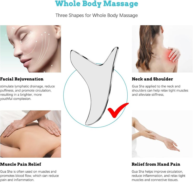 AICNLY Stainless Steel Gua Sha Muscle Scraper Tool Myofascial Scraping Tools for Physical Therapy Facial Skin Care Scraping Massage Tool Soft Tissue Massage Tool IASTM Tools - Image 4