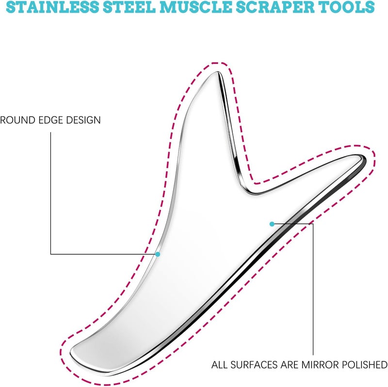 AICNLY Stainless Steel Gua Sha Muscle Scraper Tool Myofascial Scraping Tools for Physical Therapy Facial Skin Care Scraping Massage Tool Soft Tissue Massage Tool IASTM Tools - Image 2