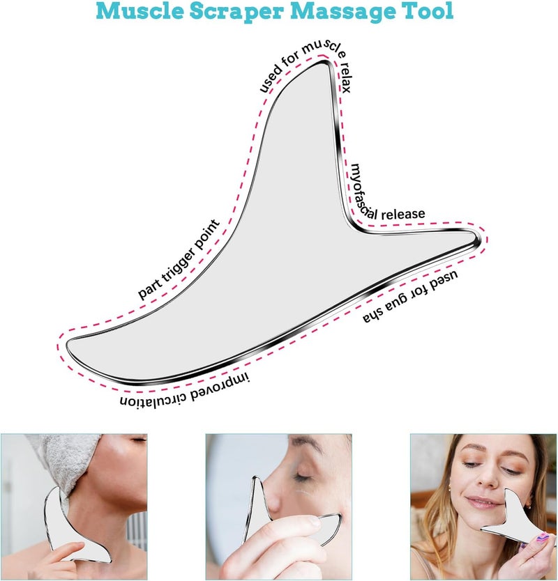 AICNLY Stainless Steel Gua Sha Muscle Scraper Tool Myofascial Scraping Tools for Physical Therapy Facial Skin Care Scraping Massage Tool Soft Tissue Massage Tool IASTM Tools - Image 3
