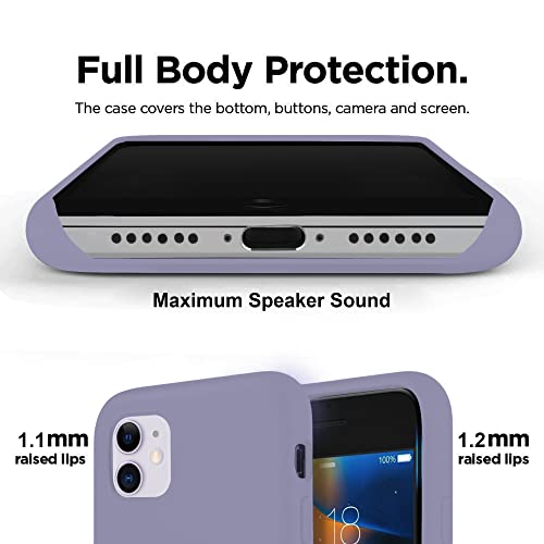 VONZEE Liquid Silicone Soft Back Cover for iPhone 11 Case, Shockproof Slim Camera & Full Body Protection Non Yellowing Cover with Microfiber Lining & Logo Cut (6.1 Inch) -Lavender Grey - Image 5
